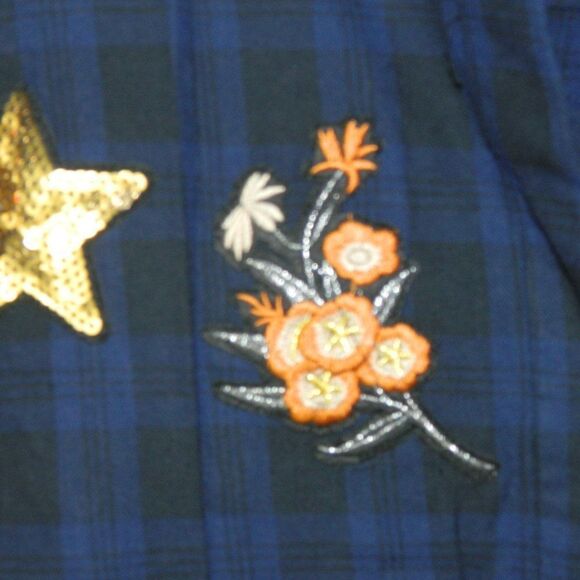 Sam Edelman Shirt Plaid Patch Embellished Plaid Sacket - Picture 10 of 12